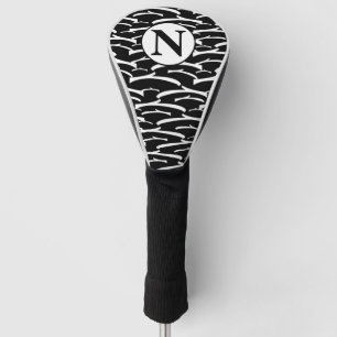 Couvre-club De Golf Monogramme personnalisé Bandes noires et blanches