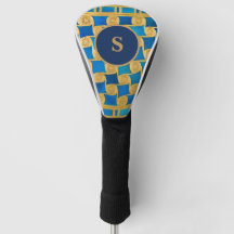 Monogramme personnalisé bleu or Égypte antique