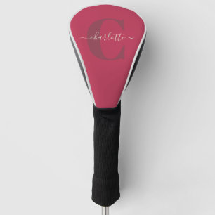 Couvre-club De Golf Monogramme personnalisé élégant Magenta Rouge
