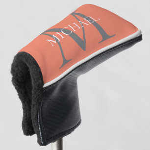 Couvre-club De Golf Monogramme personnalisé et nom rose clair