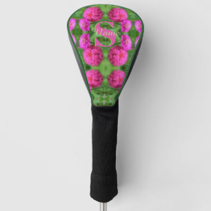 Couvre-club De Golf Monogramme personnalisé initial prénom Zinnias ros