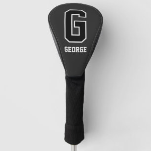Couvre-club De Golf Monogramme personnalisé noir blanc pour lui