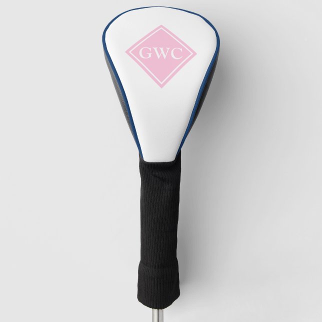 Couvre-club De Golf Monogramme personnalisé rose clair et blanc (Devant)