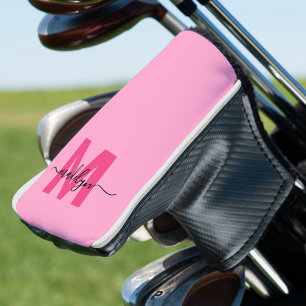 Couvre-club De Golf Monogramme Personnalisé Rose Nom