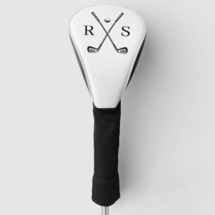 Couvre-club De Golf Monogramme personnalisé Simple Minimaliste Blanc