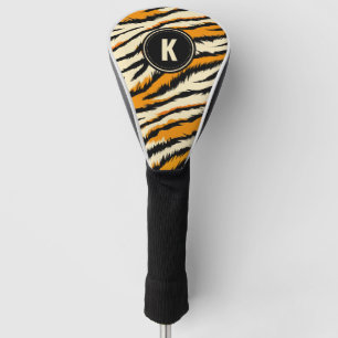 Couvre-club De Golf Monogramme Rayures de Tigre Noir et Orange
