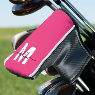 Couvre-club De Golf Monogramme rose chaud élégant