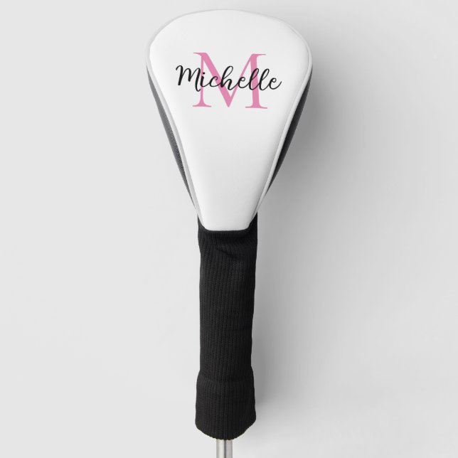 Couvre-club De Golf Monogramme rose Prénom Personnalisé (Devant)
