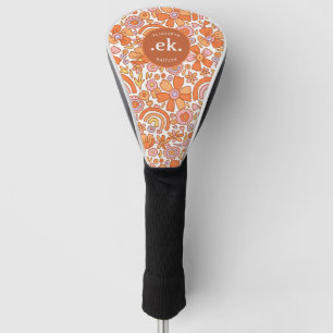 Couvre-club De Golf Monogramme super Retro Orange Florals
