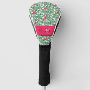 Couvre-club De Golf Monogramme tropical rose fille Flamant rose