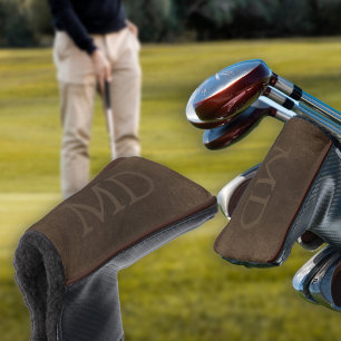 Couvre-club De Golf Monogramme vintage élégant look cuir brun