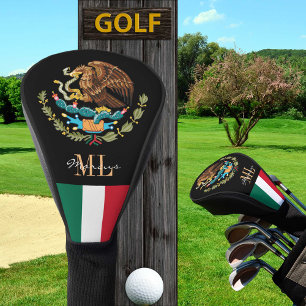 Couvre-club De Golf Monogrammed Golf, Aigle du Mexique et drapeau mexi