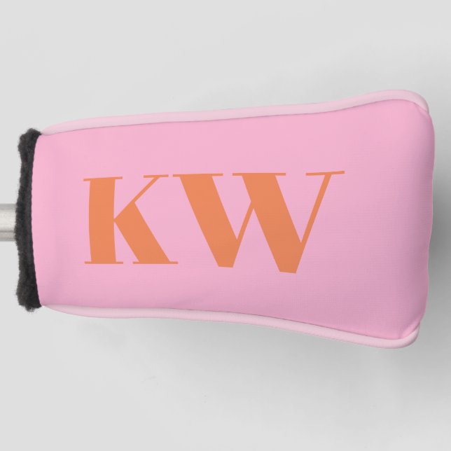 Couvre-club De Golf Monogrammed Pink and Orange Bold Initials Custom  (Devant)