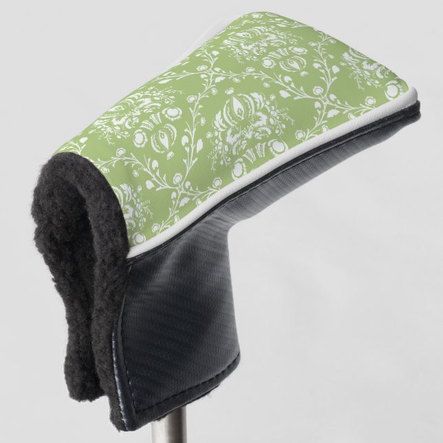 Couvre-club De Golf Moss Green Damask (Devant 3/4)