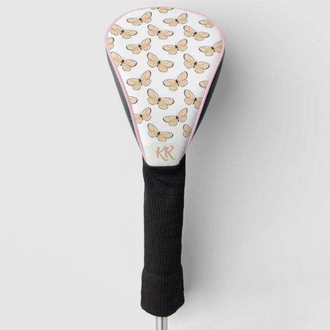 Couvre-club De Golf Motif à papillon charmant initial (Devant)