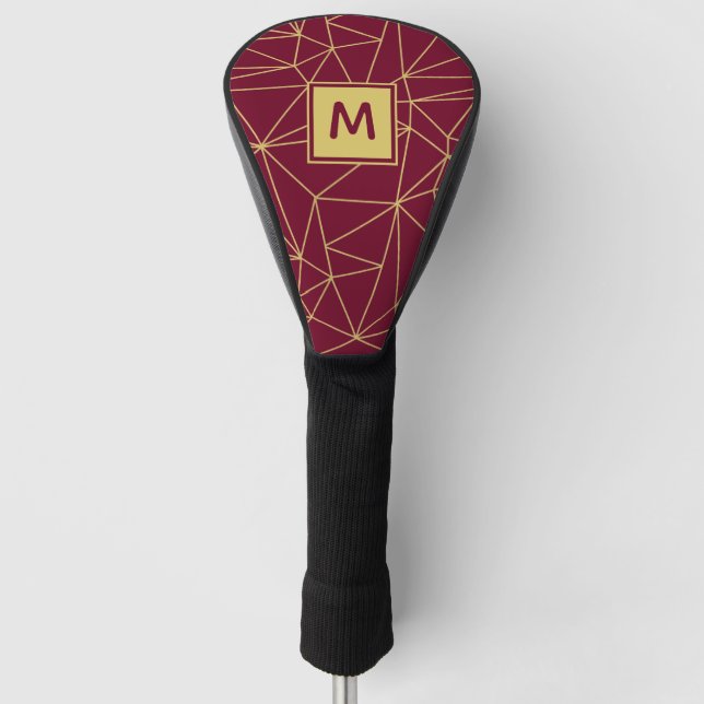 Couvre-club De Golf Motif Abstrait géométrique Monogram Purple Gold (Devant)