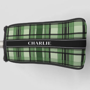 Couvre-club De Golf Motif carreaux vert et noir avec nom personnalisé