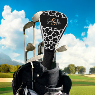 Couvre-club De Golf Motif Cercle noir et blanc avec Monogramme
