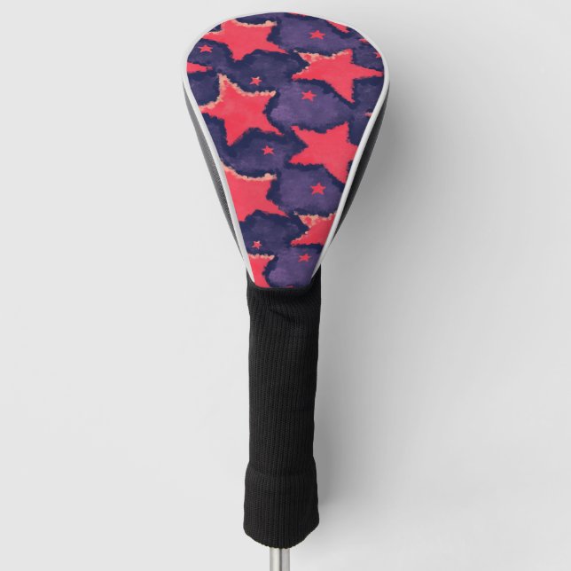Couvre-club De Golf Motif cosmique violet étoiles fuchsia (Devant)