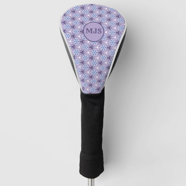 Couvre-club De Golf Motif d'aquarelle de couleur violet monogramme (Devant)