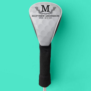 Couvre-club De Golf Motif de balle de golf personnalisé Nom Monogramme
