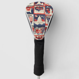 Couvre-club De Golf Motif de carreau en papier découpé patriotique en 