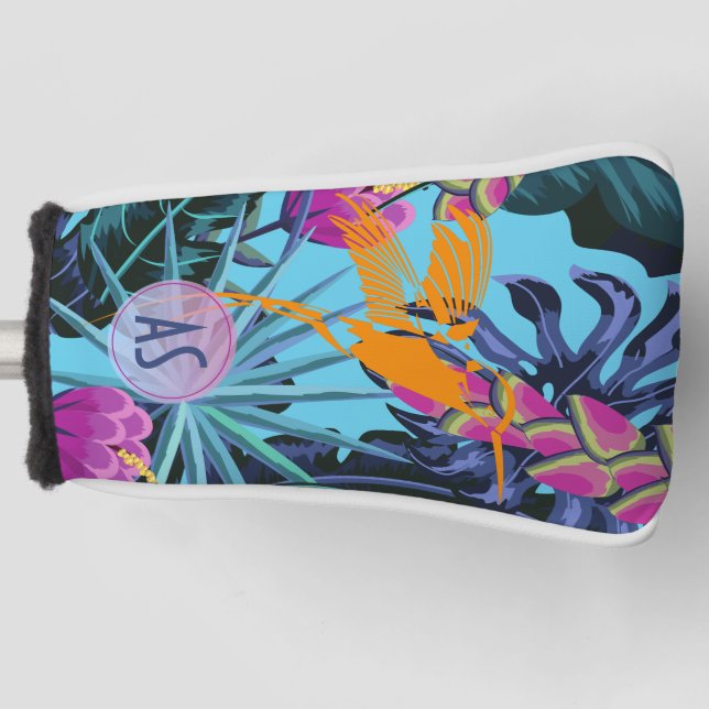 Couvre-club De Golf Motif de feuillage tropical gras avec colibri (Devant)