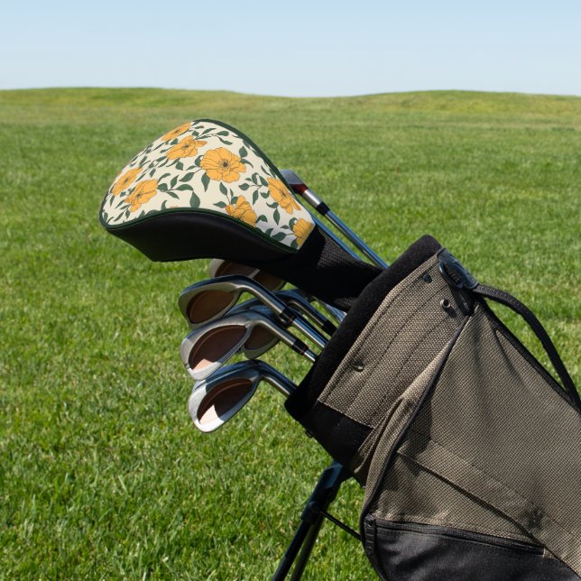 Couvre-club De Golf Motif de fleurs de crapaud orange (In Situ)