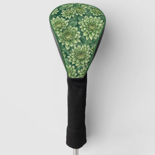 Couvre-club De Golf Motif de fleurs vert Chrysanthemum