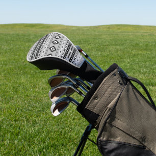 Couvre-club De Golf Motif de motifs mixtes noir blanc aztèque