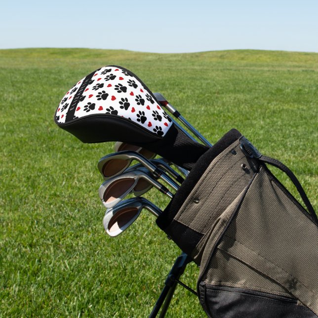 Couvre-club De Golf Motif De Pâtes, Pâtes Noires, Coeurs Rouges, Votre (In Situ)