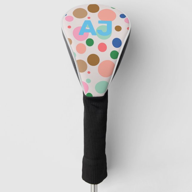 Couvre-club De Golf Motif de point de Polka Monogramme moderne (Devant)