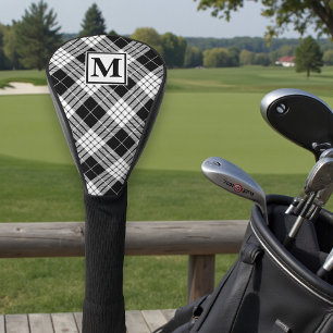 Couvre-club De Golf Motif de tatan noir et blanc personnalisé Monogram