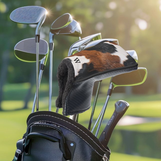Couvre-club De Golf Motif de vache à l'ouest rustique avec Monogramme (Créateur téléchargé)
