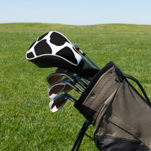 Couvre-club De Golf Motif des points de vache noirs et blancs