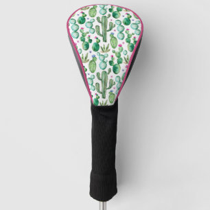 Couvre-club De Golf Motif d'usines de cactus d'aquarelle