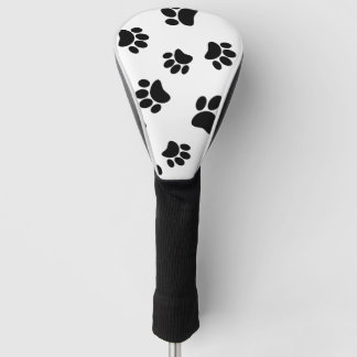 Couvre-club De Golf Motif Empreinte de patte de chien noir