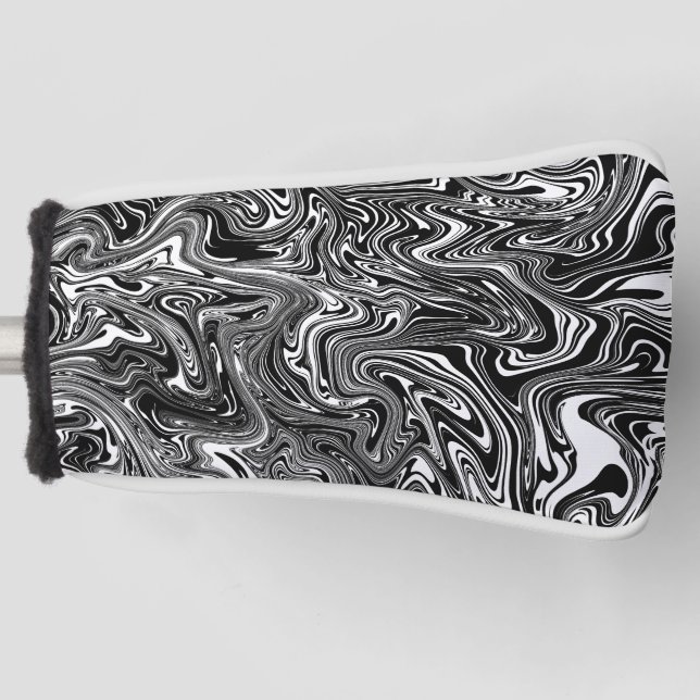 Couvre-club De Golf Motif en marbre Abstrait noir et blanc (Devant)