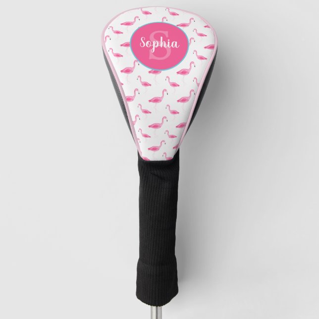 Couvre-club De Golf Motif Flamingo couleur aquarelle personnalisé (Devant)