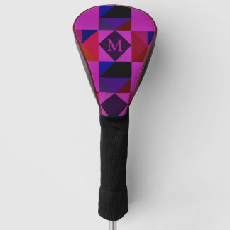 Couvre-club De Golf Motif géométrique abstrait magenta Monogramme