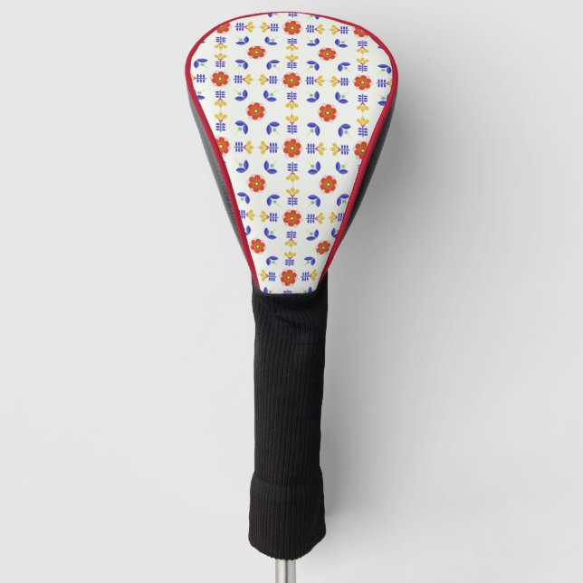 Couvre-club De Golf Motif géométrique de fleur au néon d'art populaire (Devant)