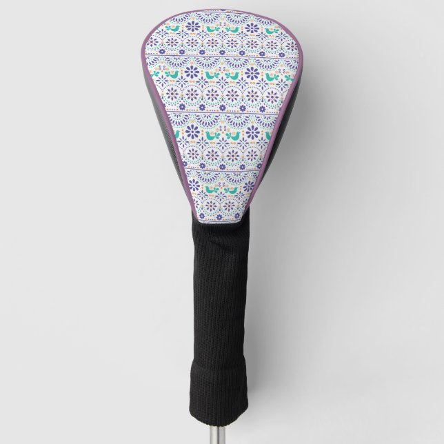 Couvre-club De Golf Motif mexicain d'art populaire de tuile d'oiseau (Devant)