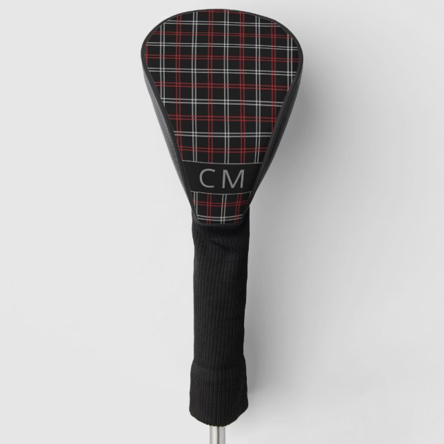 Couvre-club De Golf Motif moderne rouge noir mat Monogramme élégant (Devant)