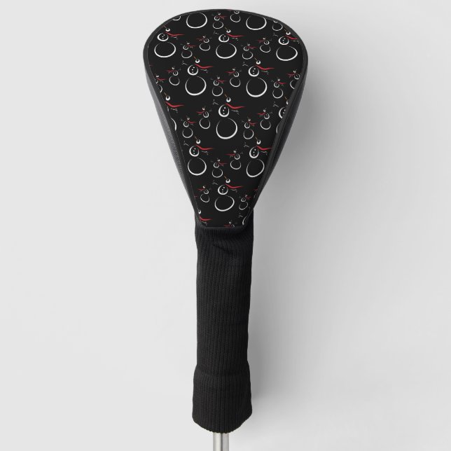 Couvre-club De Golf Motif motoneige d'hiver mignon noir (Devant)