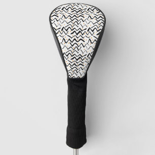 Couvre-club De Golf Motif noir de courses et de points de brosse