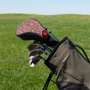 Couvre-club De Golf Motif paisible vintage blanc et rouge foncé