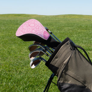Couvre-club De Golf Motif Paisley vintage blanc et rose