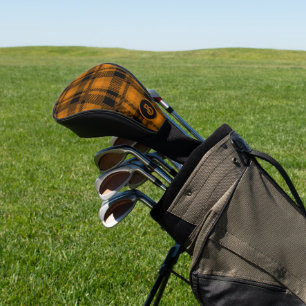 Couvre-club De Golf Motif plaid noir et brun