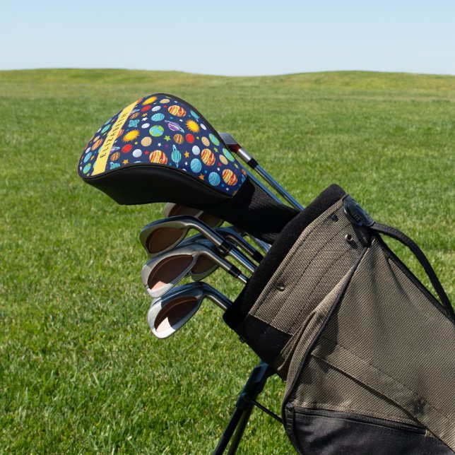 Couvre-club De Golf Motif, Planètes, Étoiles, Cosmos, Votre Nom (In Situ)