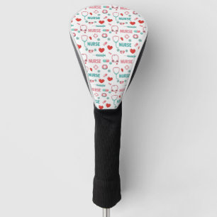 Couvre-club De Golf Motif sans couture de la vie d'infirmière blanche